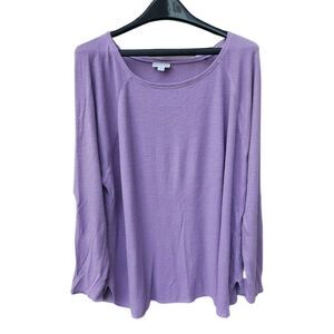 J Jill Wearever Lilac Purple Waffle Knit Pullover Top 3XL Comfort Long Sleeve